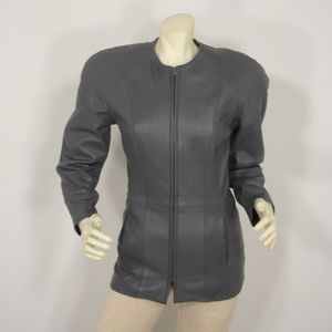 VINTAGE ELEANOR P BRENNER GRAY LEATHER JACKET 6